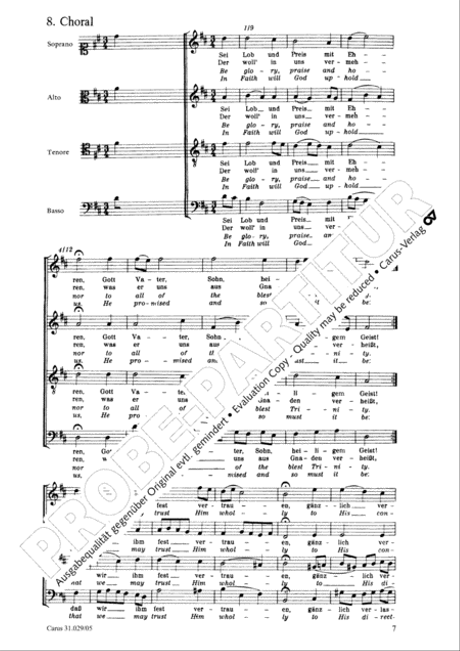 We thank Thee, Lord, God, we thank Thee, Lord (Wir danken dir, Gott, wir danken dir) 4-Part scores gallery preview page 8