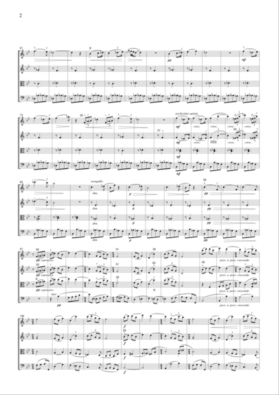 Tchaikowsky Andante Cantabile, String Quartet No.1, 2nd mvt., for string quartet, CT004 String Quartet scores gallery preview page 2