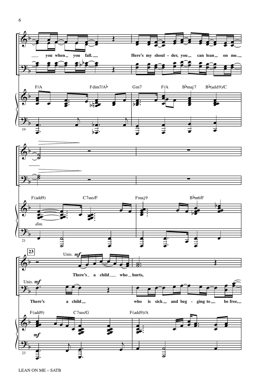 Lean On Me (arr. Andre Williams) 4-Part scores gallery preview page 4