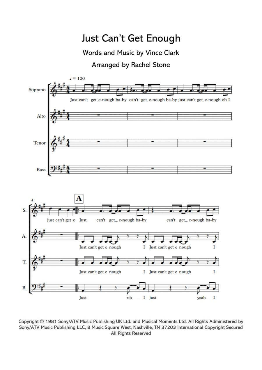 Just Can't Get Enough 4-Part scores gallery preview page 1