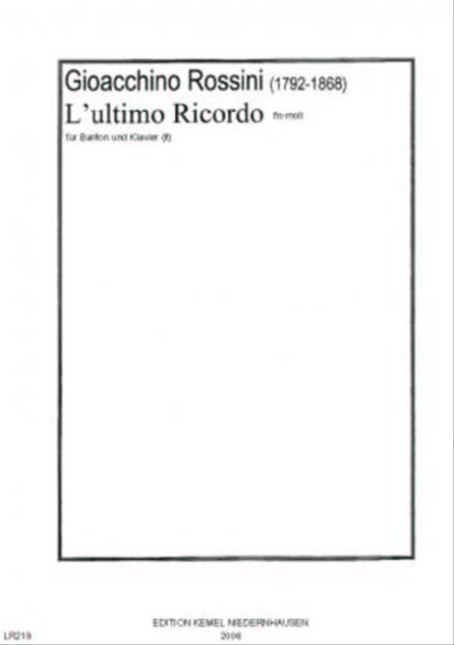 L'ultimo ricordo fis-moll Baritone Voice scores gallery preview page 1