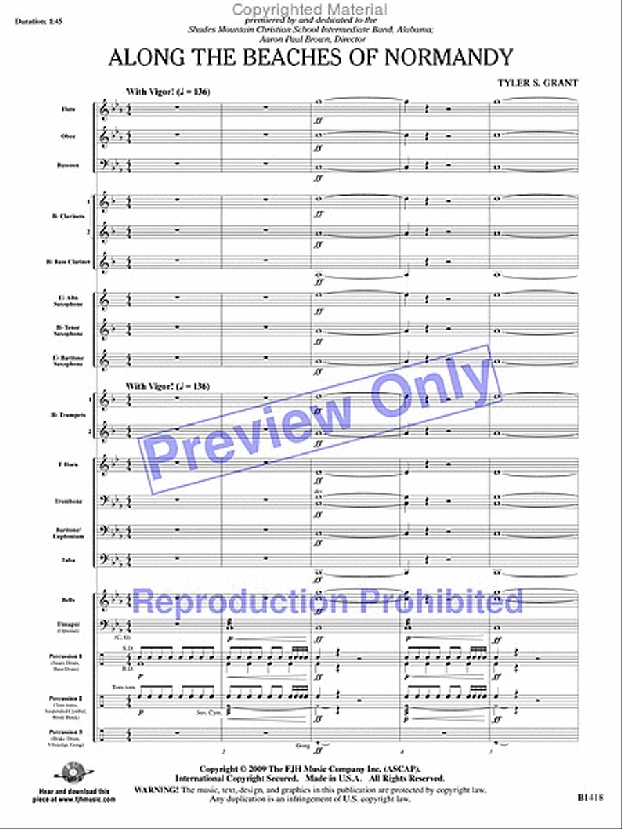 Along the Beaches of Normandy Concert Band scores gallery preview page 16