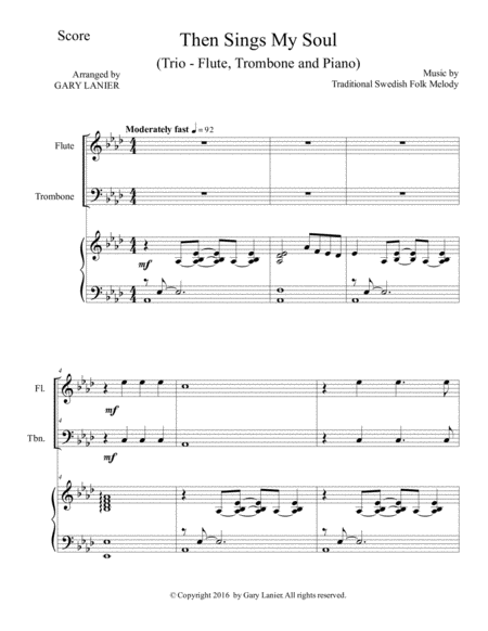 Trios for 3 GREAT HYMNS (Flute & Trombone with Piano and Parts) image number null