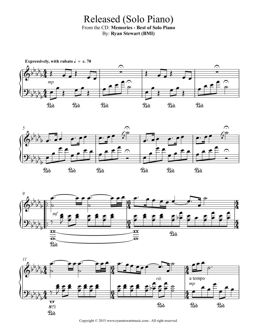 Released (Solo Piano) Piano Solo scores gallery preview page 1