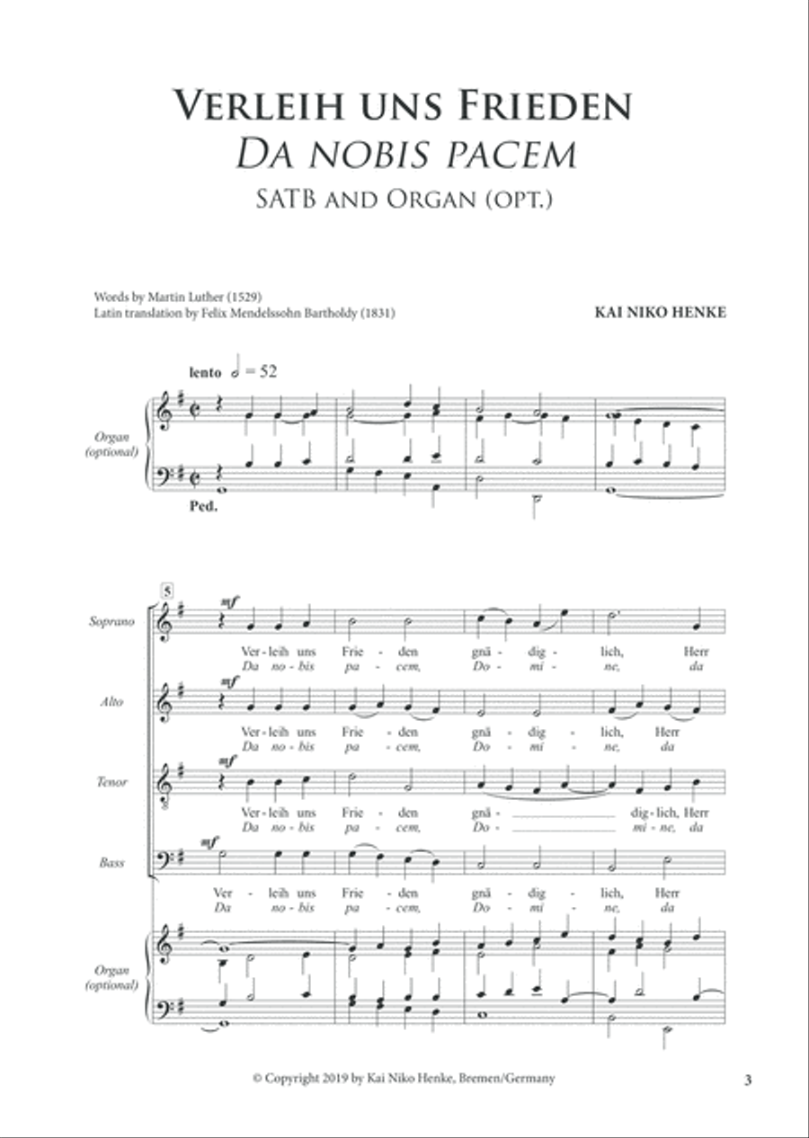Verleih uns Frieden / Da nobis pacem 4-Part scores gallery preview page 3