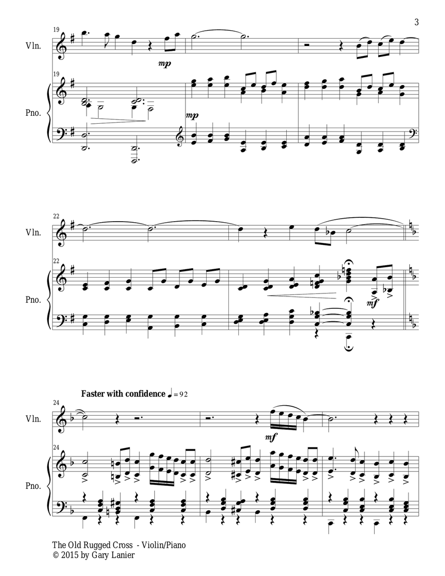 EASTER HYMNS for Violin and Piano, Top 10 Most Popular Easter Hymns (Score and Parts included) Violin Solo scores gallery preview page 4