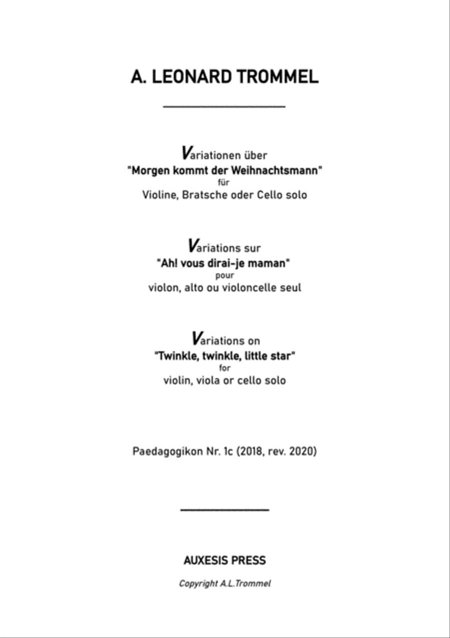 VIOLA SOLO VERSION: Variations on 