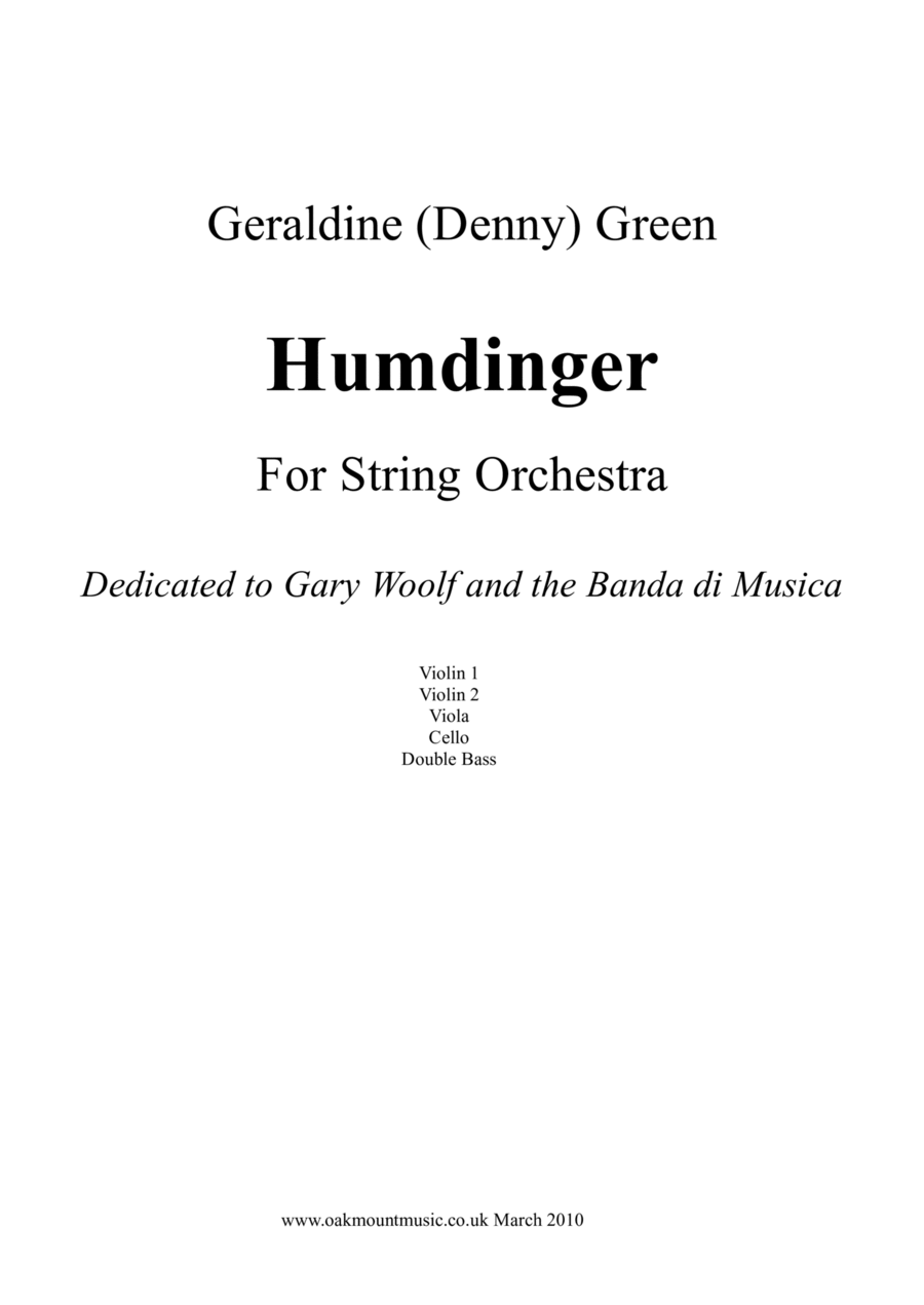 Humdinger, for String Orchestra (Standard Arrangement) Chamber Music scores gallery preview page 1