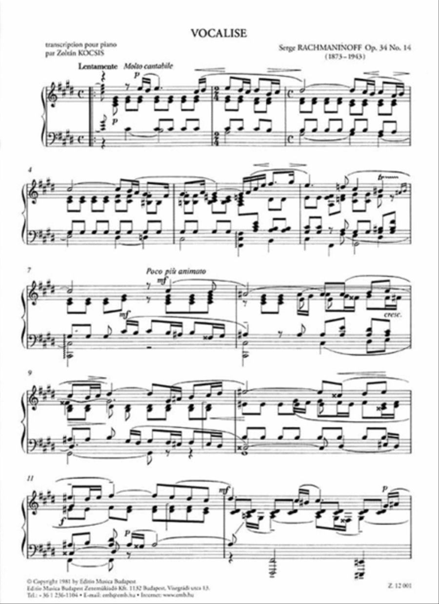 Vocalise op. 34, no 14