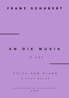 Book cover for An Die Musik - Voice and Piano - Bb Major (Full Score and Parts)