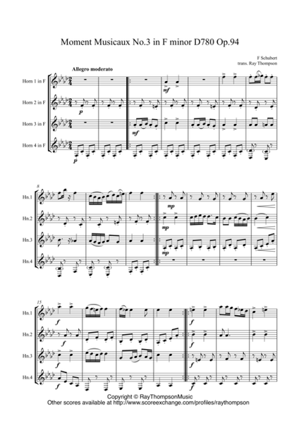 Schubert: Moment Musical No.3 in F minor D780 Op.94 - horn quartet image number null