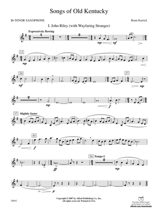 Songs of Old Kentucky: B-flat Tenor Saxophone