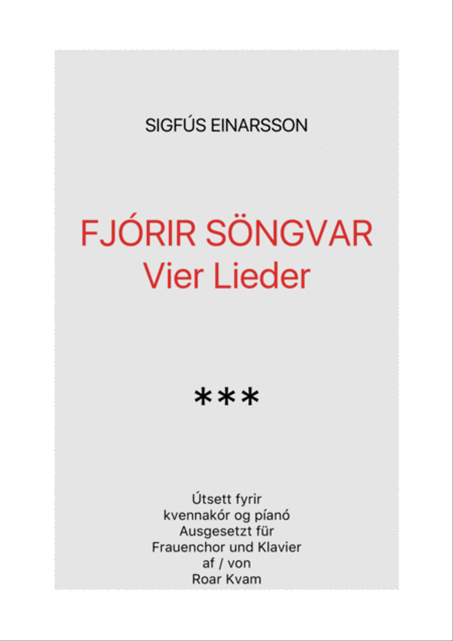 Sigfús Einarsson: Vier Lieder - Fjórir söngvar (SSA choir and piano) SSA scores gallery preview page 1