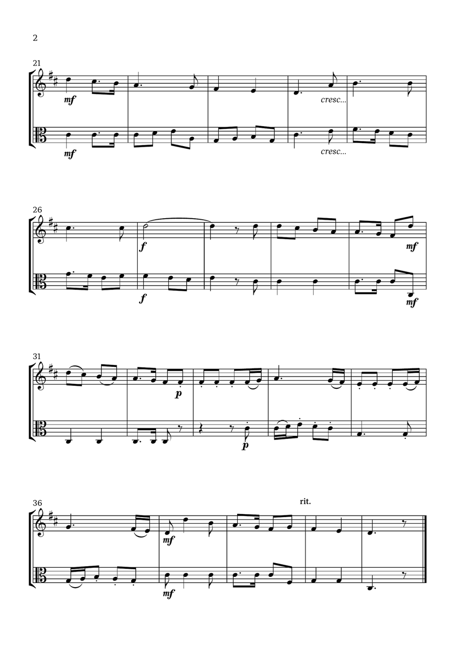 Joy to the World (Clarinet and Viola) - Christmas Carol B-Flat Clarinet scores gallery preview page 2