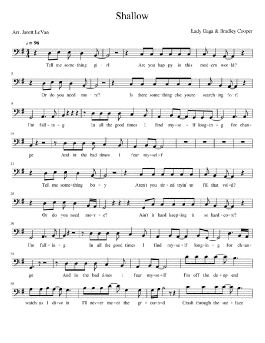 Shallow Double Bass scores gallery preview page 1