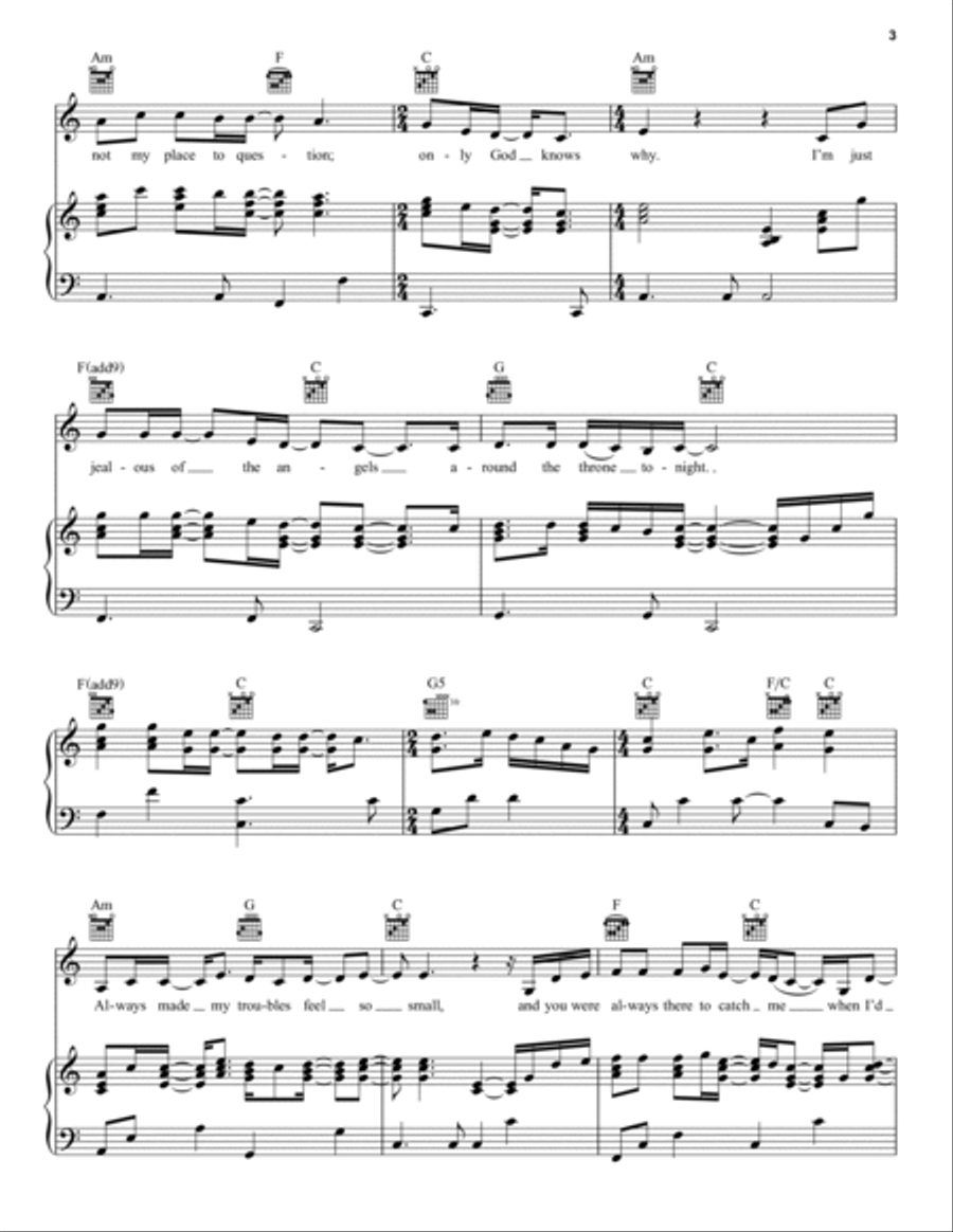 Jealous Of The Angels Piano, Vocal, Guitar scores gallery preview page 3