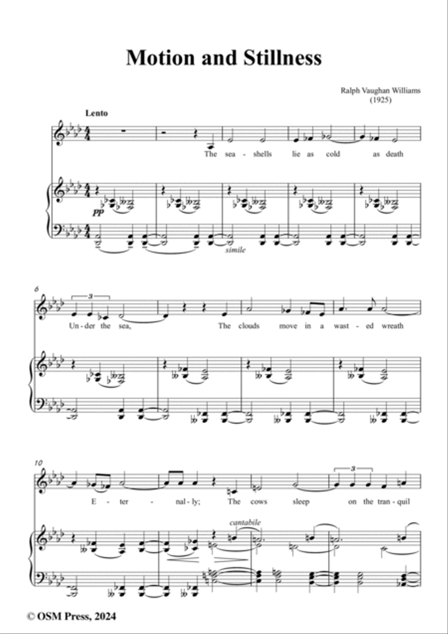 Vaughan Williams-Motion and Stillness(1925),in A flat Major Voice scores gallery preview page 2