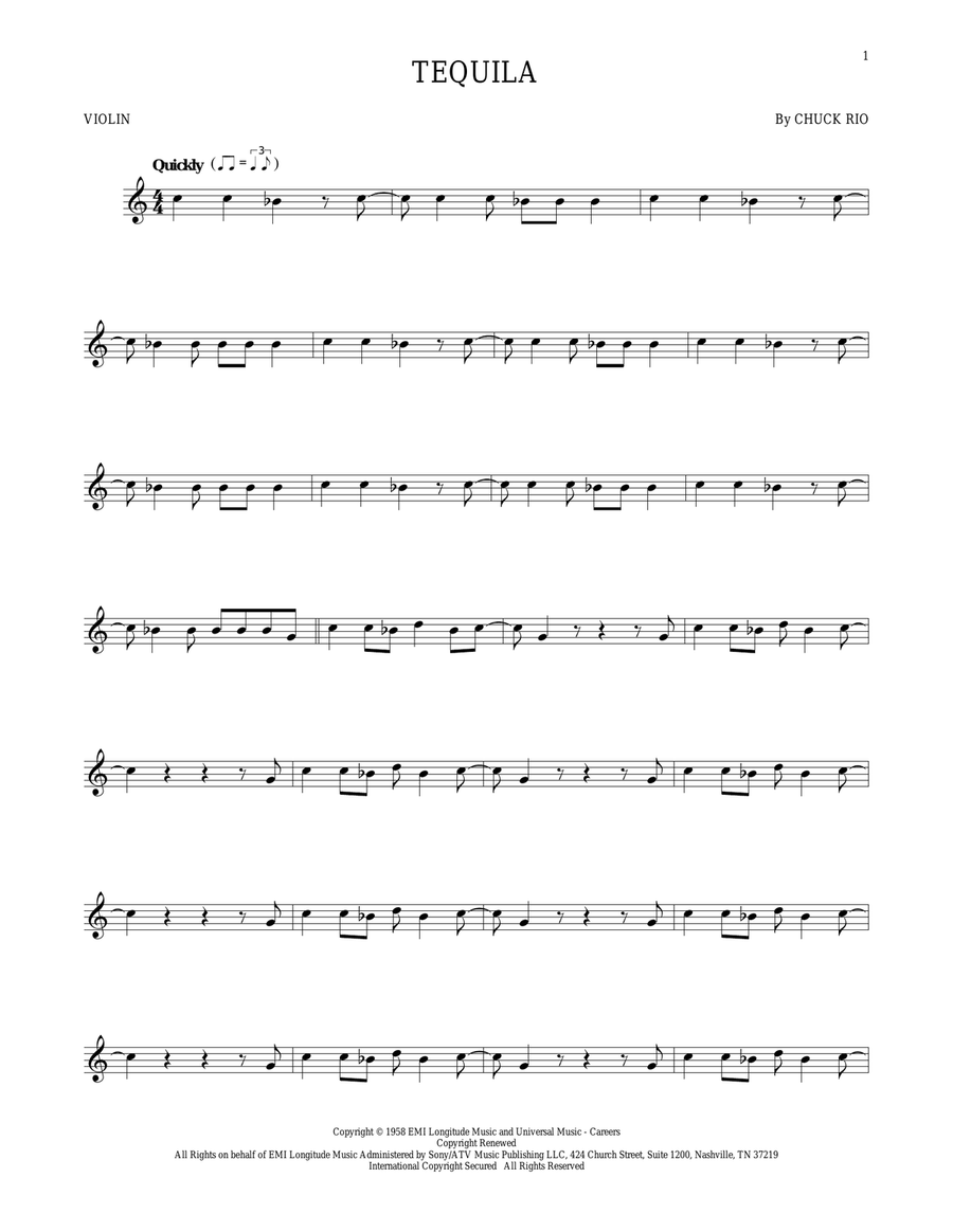 Tequila Tequila Violin Solo scores gallery preview page 1