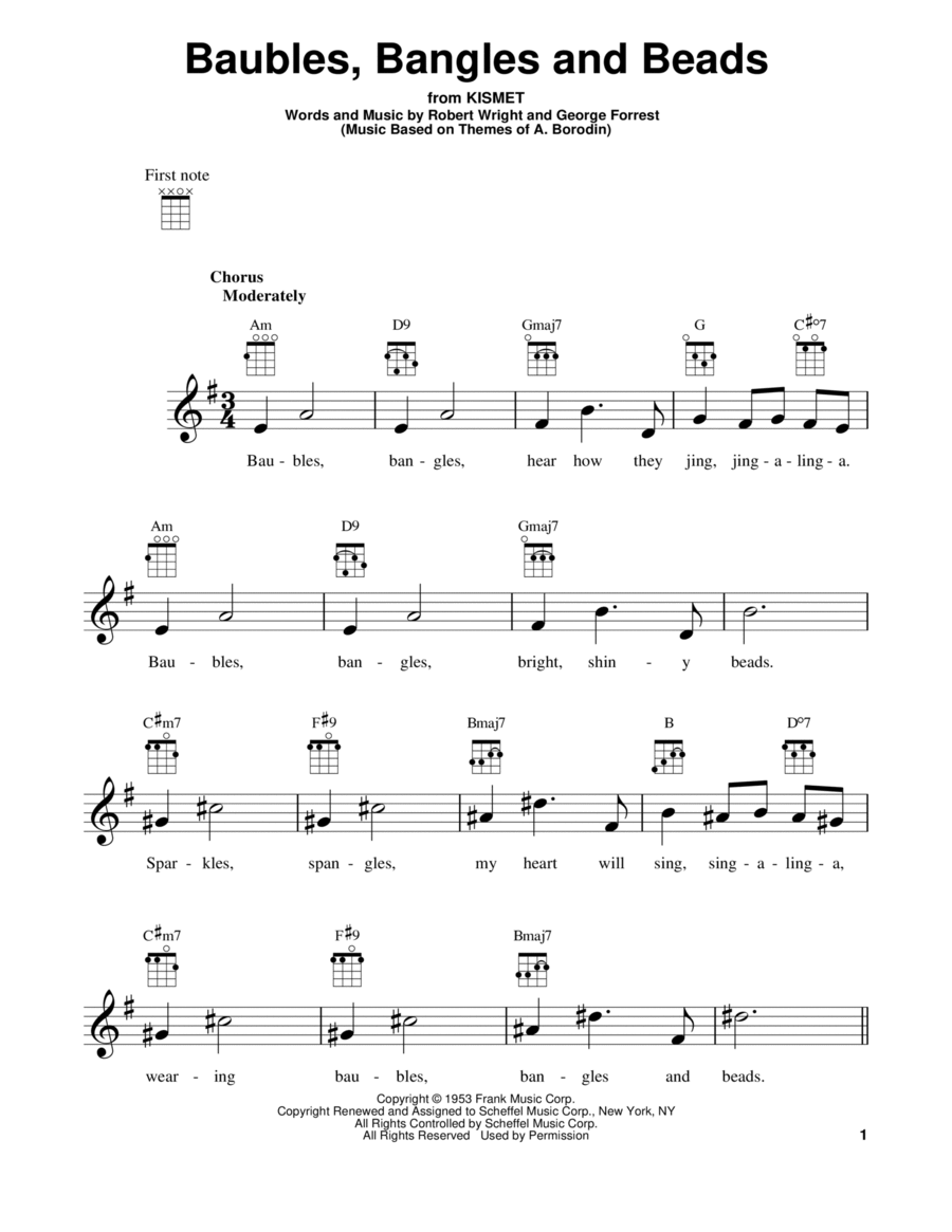 Baubles, Bangles And Beads Ukulele scores gallery preview page 1