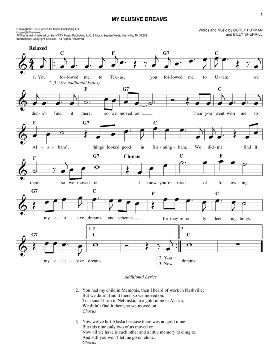 My Elusive Dreams Guitar scores gallery preview page 1