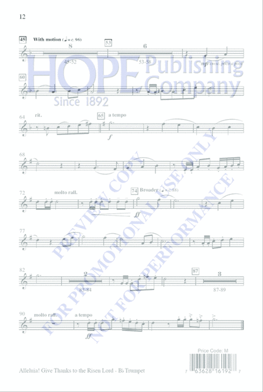 Alleluia! Give Thanks to the Risen Lord 4-Part scores gallery preview page 12