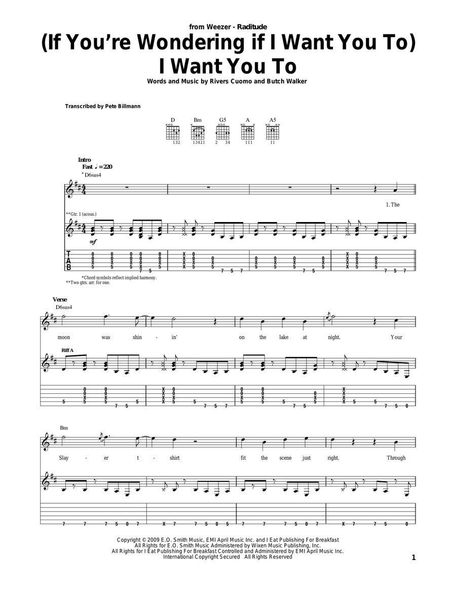 (If You're Wondering If I Want You To) I Want You To Acoustic Guitar scores gallery preview page 1