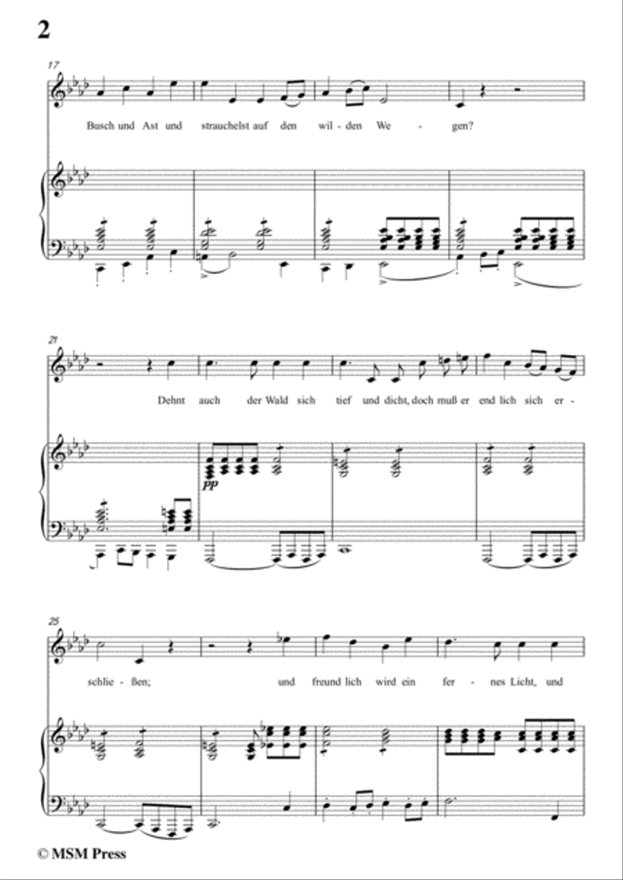 Schubert-Auf der Bruck,Op.93 No.2,in A flat Major,for Voice&Piano Voice scores gallery preview page 4