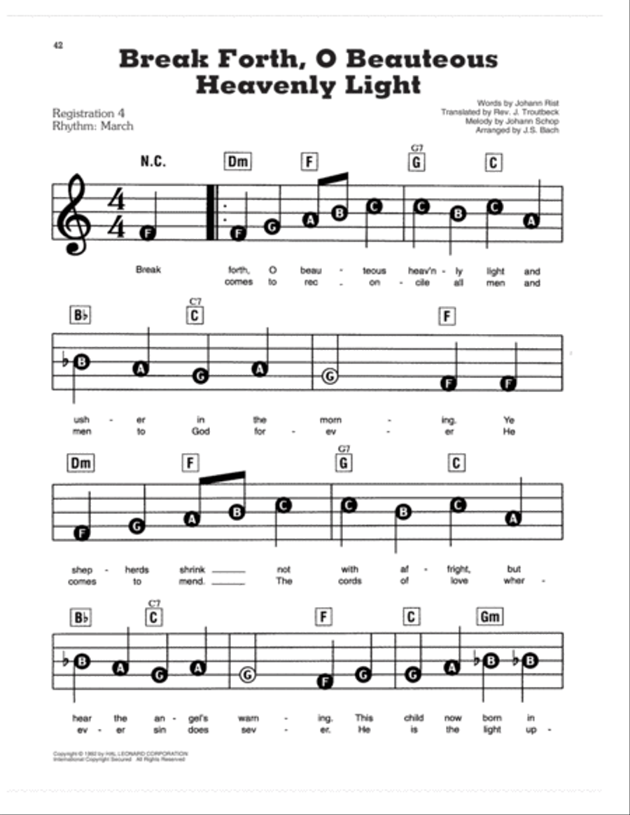 Break Forth, O Beauteous, Heavenly Light Electronic Keyboard scores gallery preview page 1