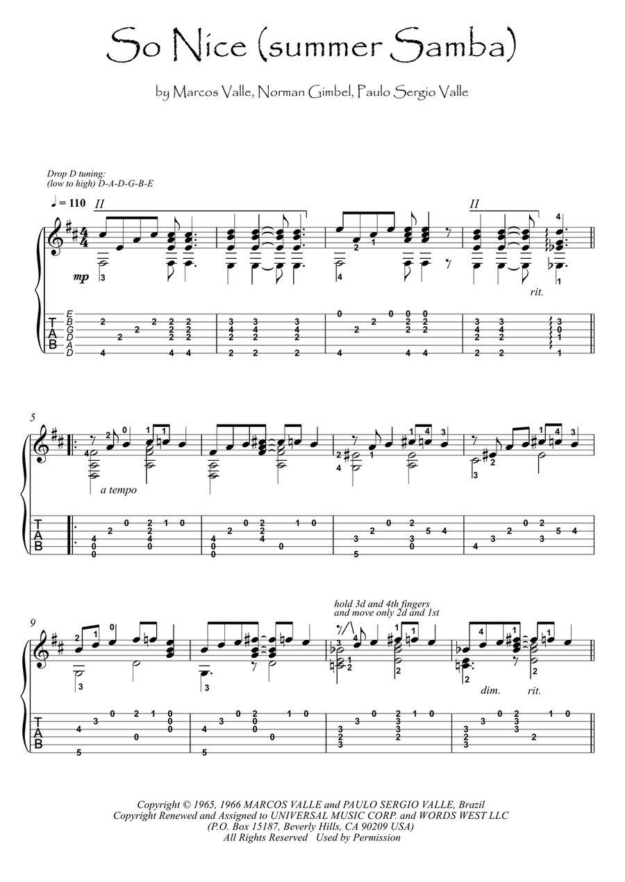 So Nice (summer Samba) Classical Guitar scores gallery preview page 1