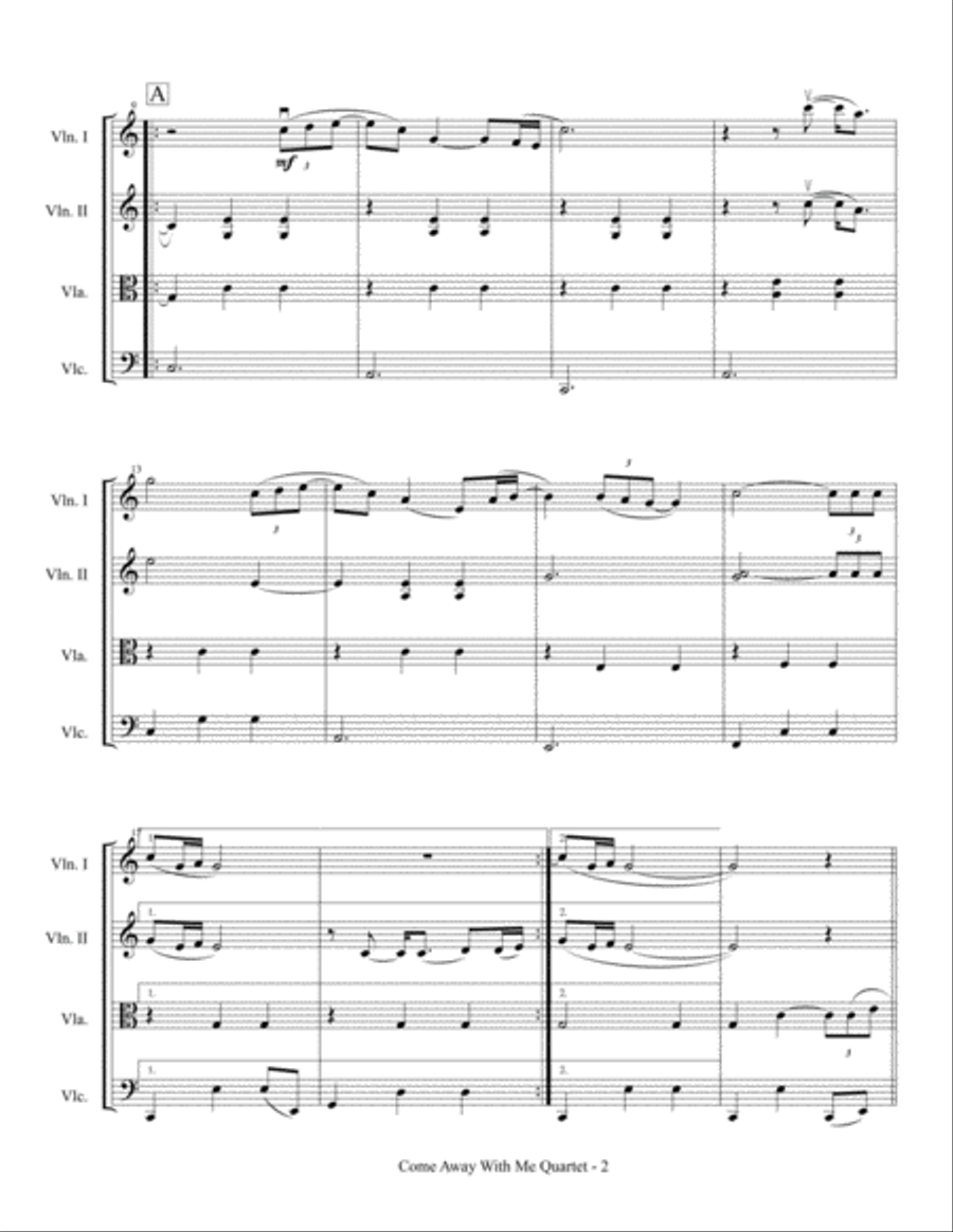 Come Away With Me Come Away With Me String Quartet scores gallery preview page 3