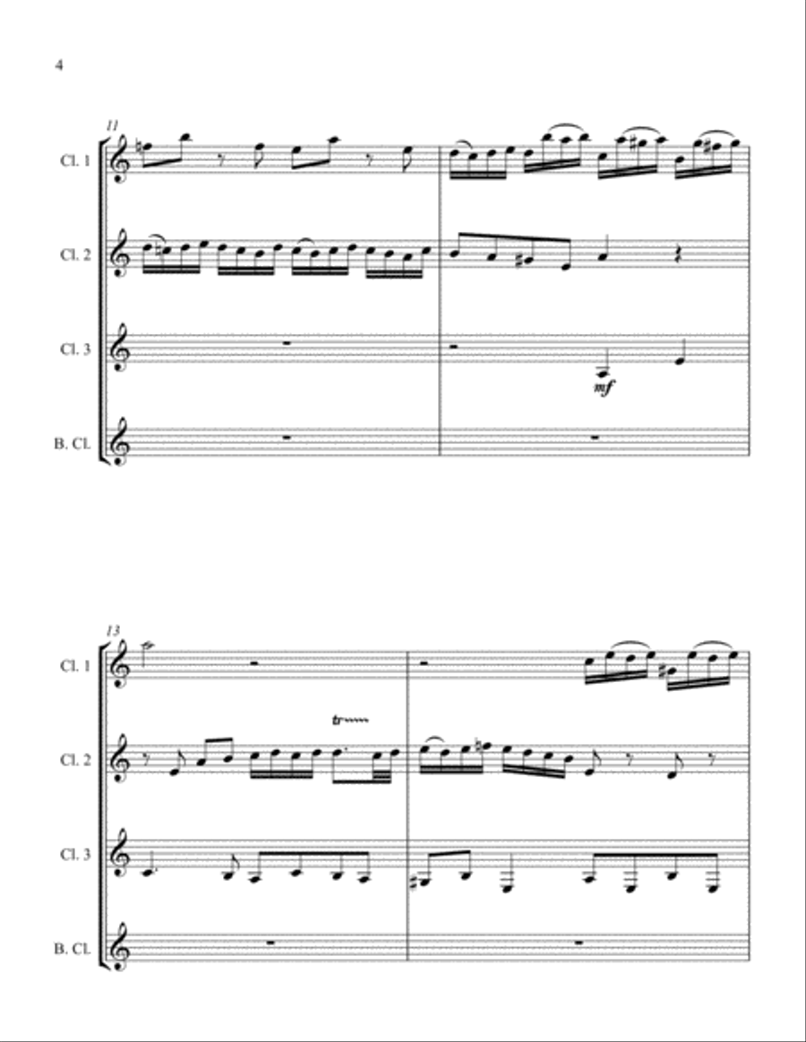 'Little' Fugue in G Minor - For Clarinet Quartet Clarinet Quartet scores gallery preview page 4