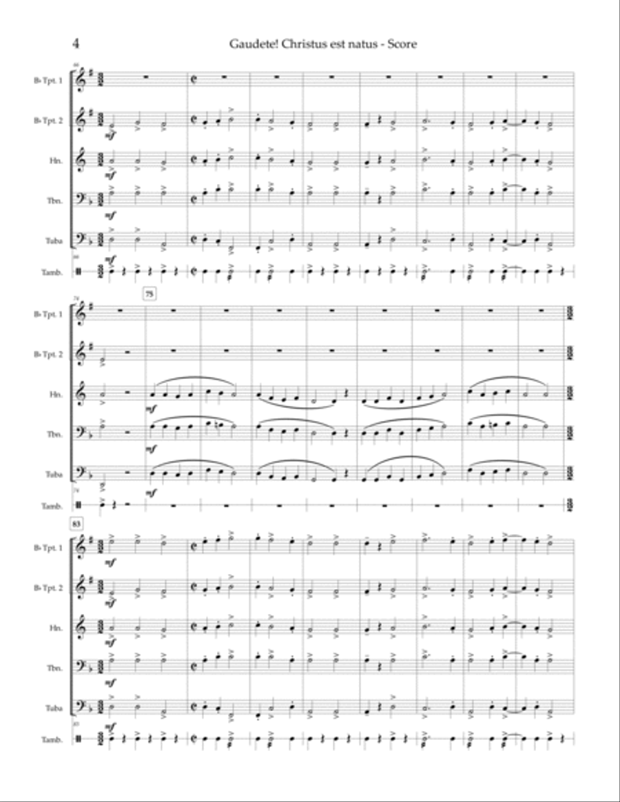 Gaudete, Christus est natus - brass quintet Brass Quintet scores gallery preview page 6