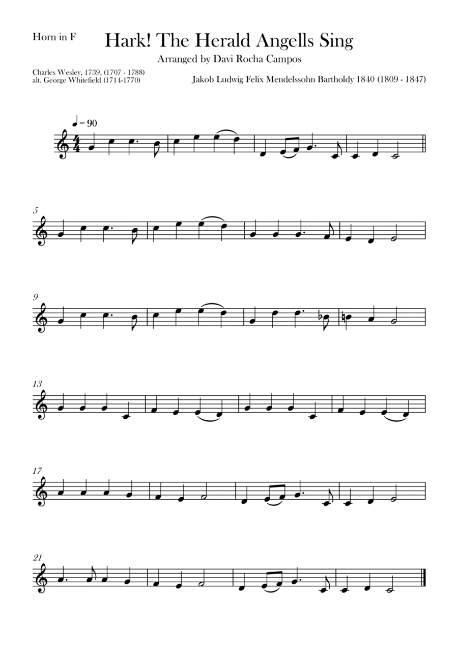Hark! The Herald Angells Sing Horn Solo scores gallery preview page 1