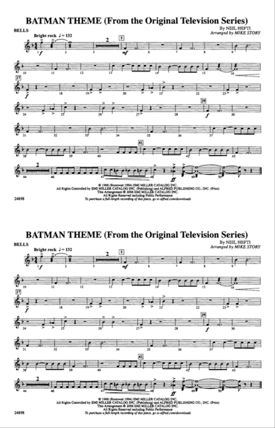 Batman Theme (from the TV Series): Bells Marching Band scores gallery preview page 1
