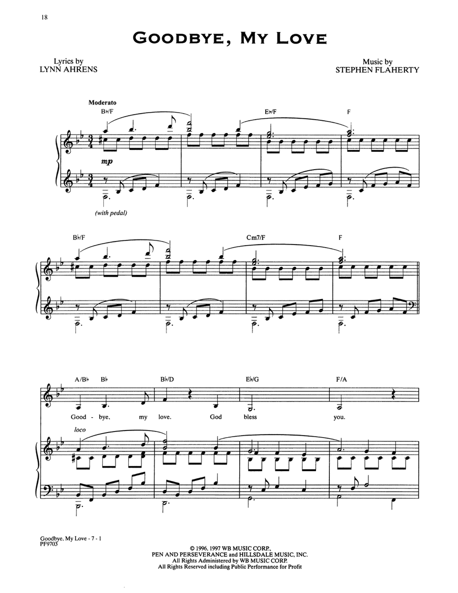 Goodbye, My Love (from Ragtime: The Musical) Piano, Vocal scores gallery preview page 1