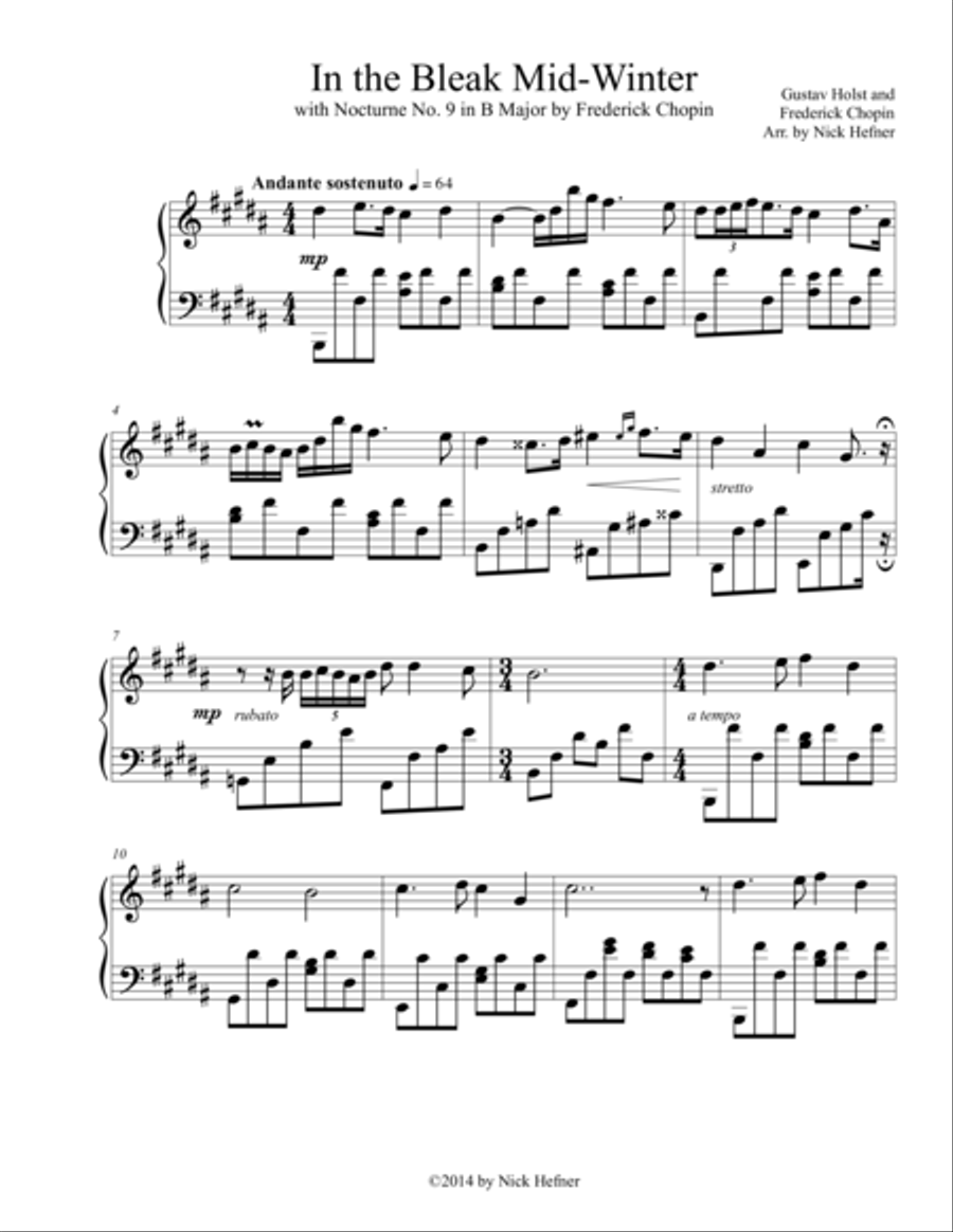 In the Bleak Mid-Winter Piano Solo scores gallery preview page 1