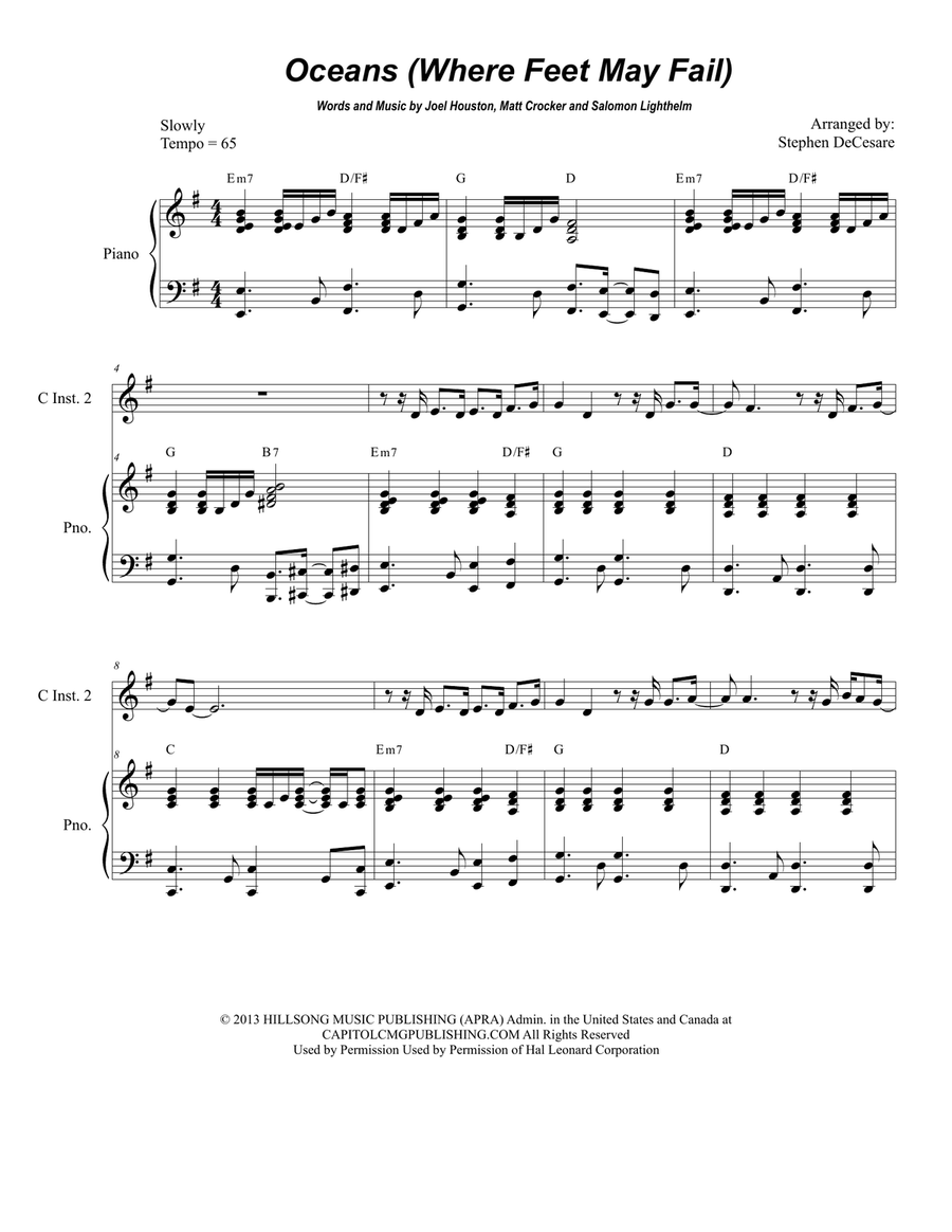 Oceans (Where Feet May Fail) Flute scores gallery preview page 1