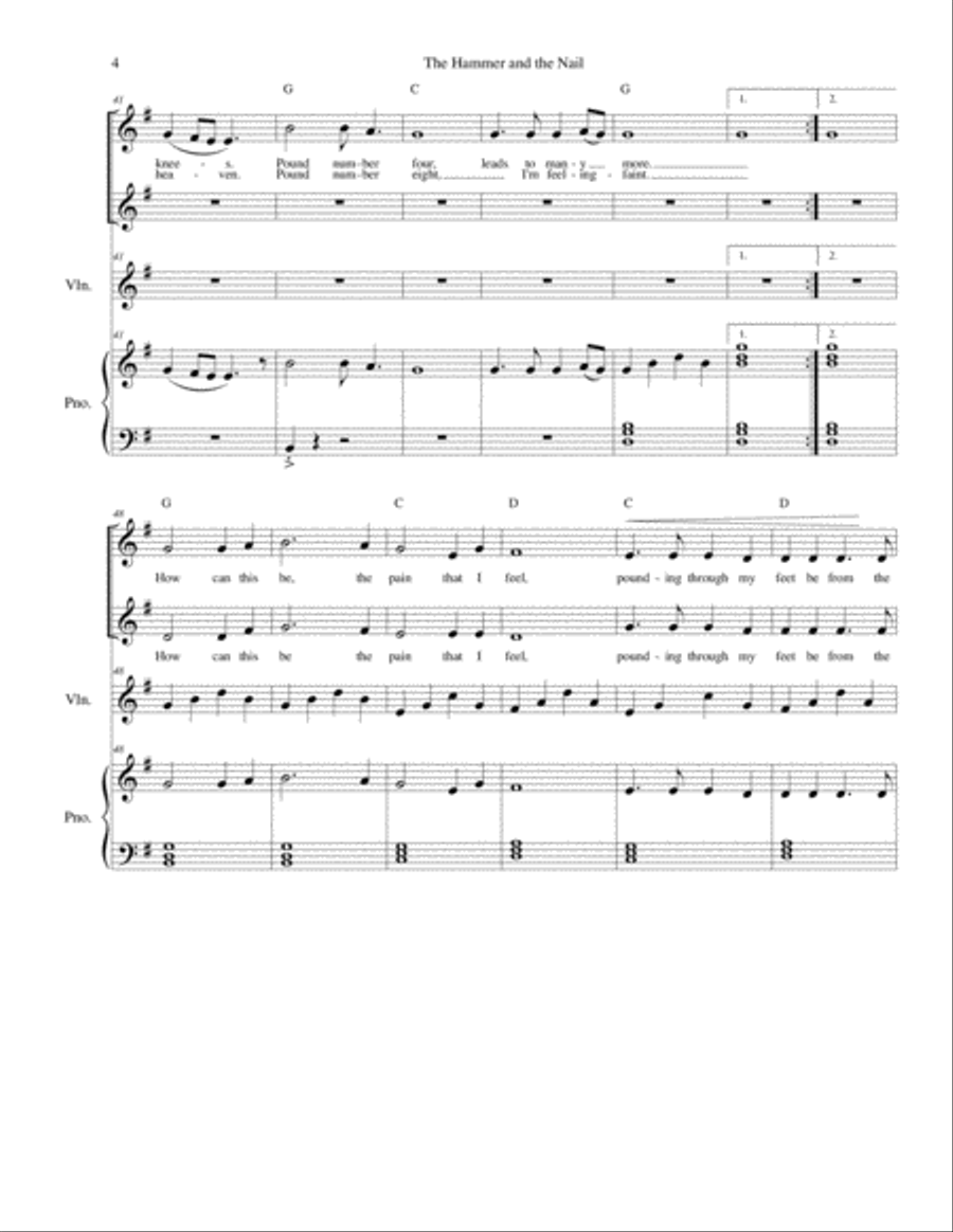 The Hammer and the Nail - Good Friday - vocal duet with violin and piano Small Ensemble scores gallery preview page 4