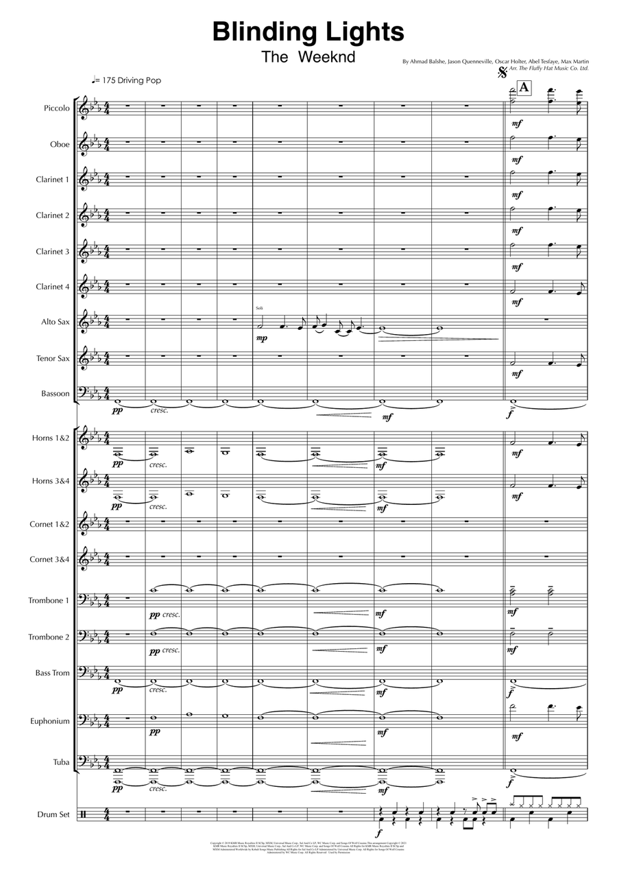 Blinding Lights Marching Band scores gallery preview page 1