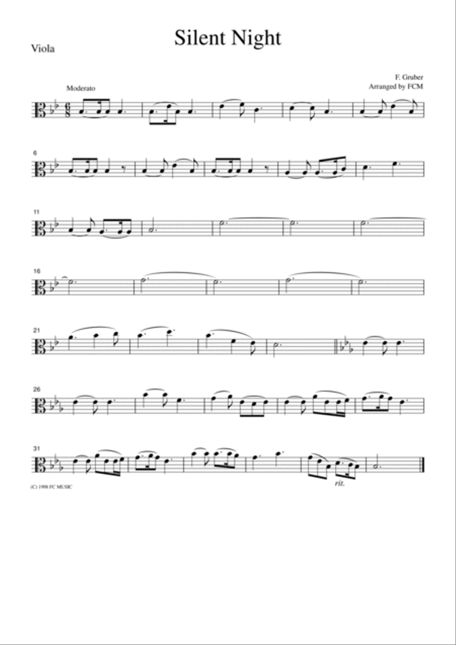 Christmas Carol Silent Night, for string quartet, CH901 String Quartet scores gallery preview page 3