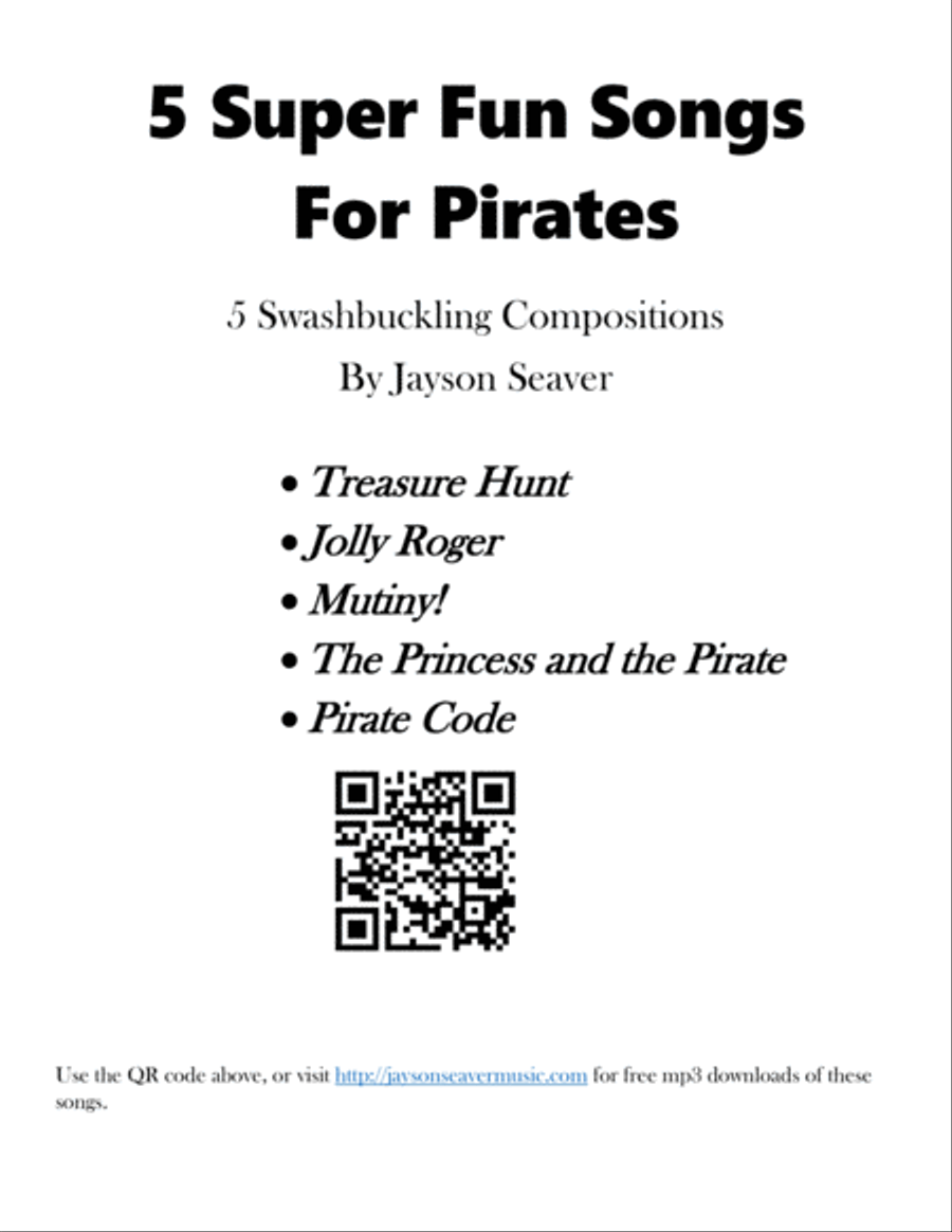 5 Super Fun Songs for Pirates Piano Solo scores gallery preview page 1