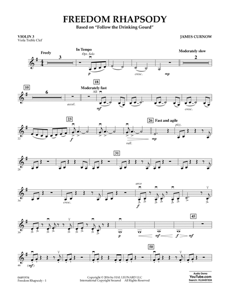 Freedom Rhapsody (based on "Follow the Drinking Gourd") - Violin 3 (Viola Treble Clef)