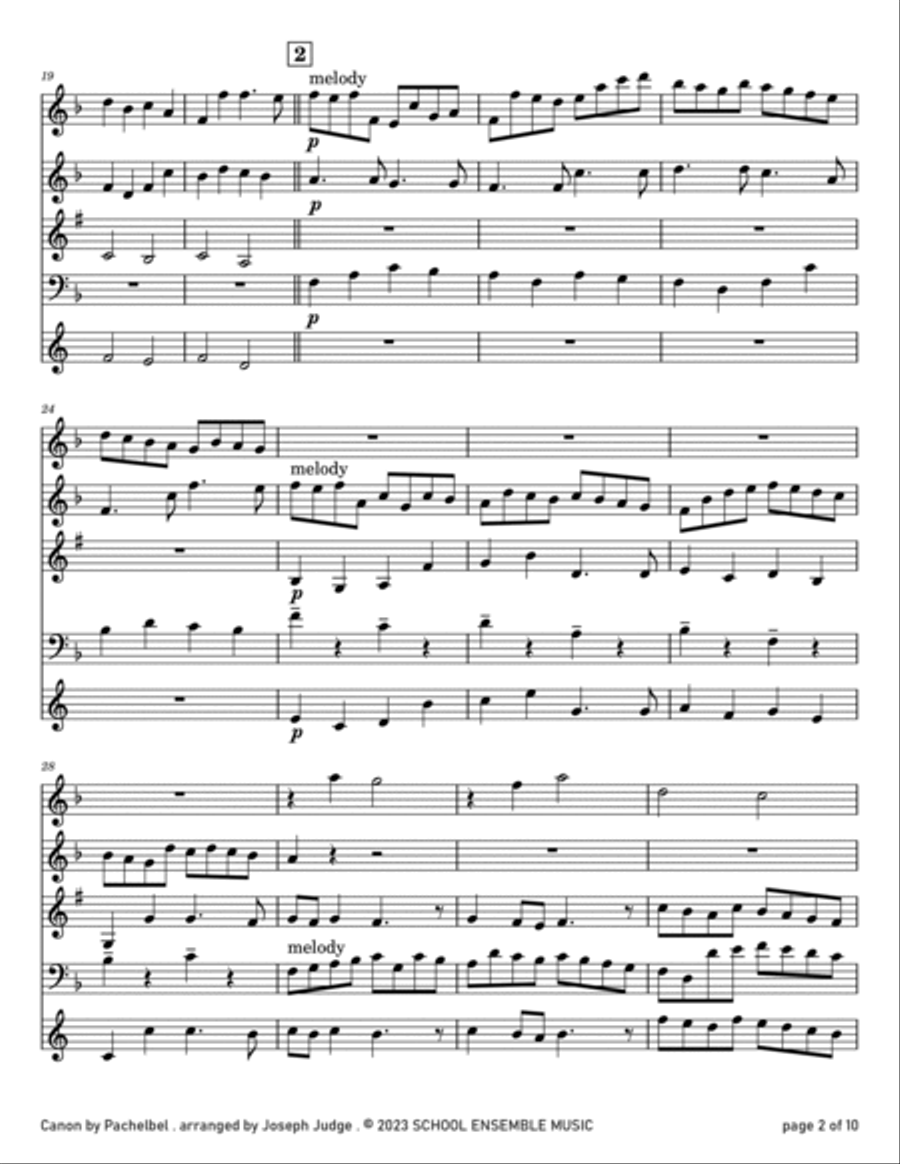 Canon by Pachelbel for Woodwind Quartet in Schools Canon by Pachelbel for Woodwind Quartet in Schools Woodwind Quartet scores gallery preview page 2