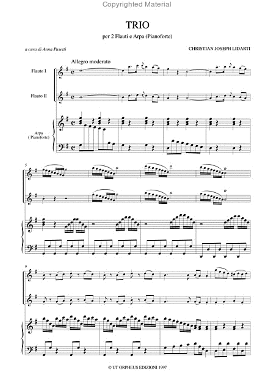 Trio for 2 Flutes and Harp (Piano) Flute scores gallery preview page 2