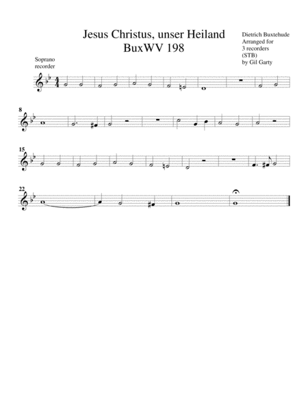 Jesus Christus, unser Heiland, BuxWV 198 (arrangement for 3 recorders)