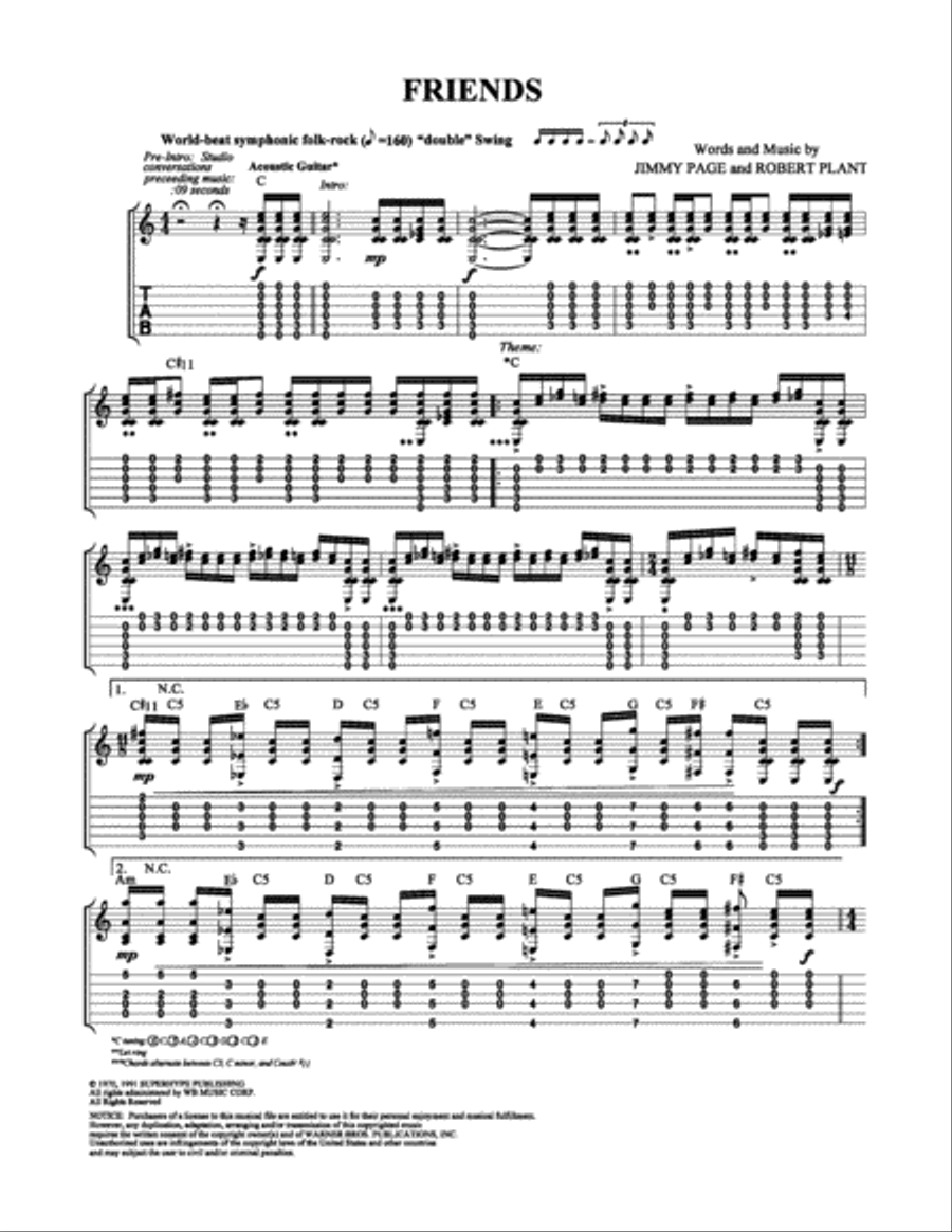 Friends Friends Guitar Tablature scores gallery preview page 1