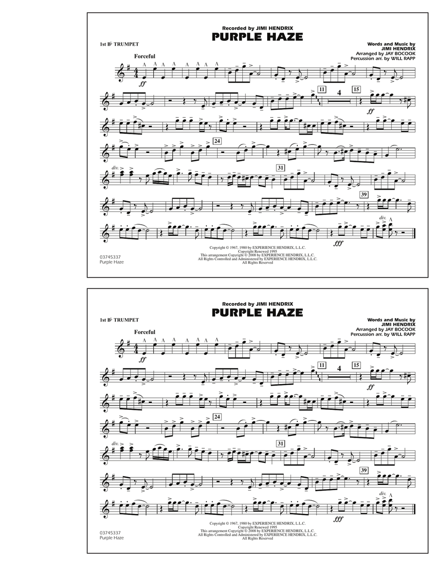 Purple Haze - 1st Bb Trumpet B-Flat Trumpet scores gallery preview page 1