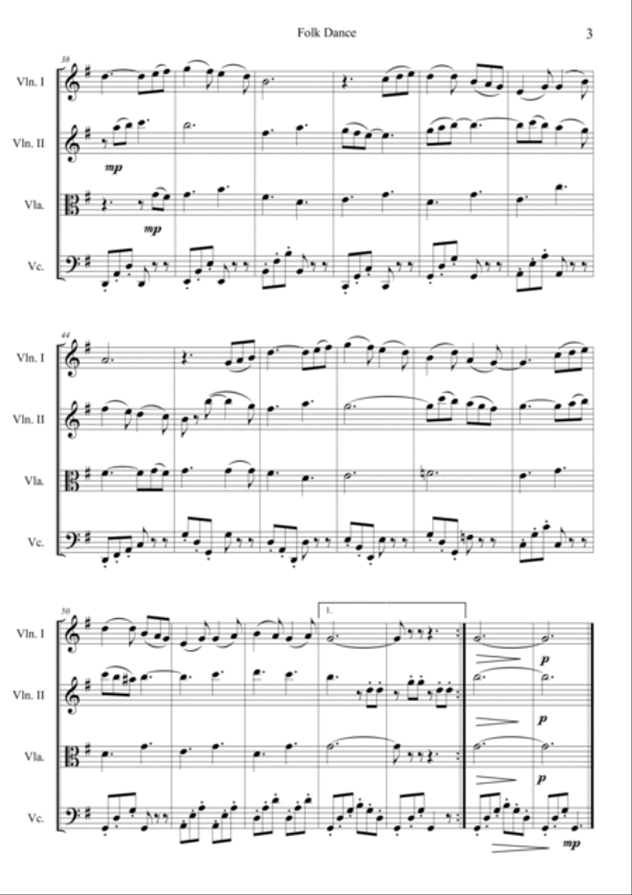 Folk Dance Folk Dance String Quartet scores gallery preview page 3
