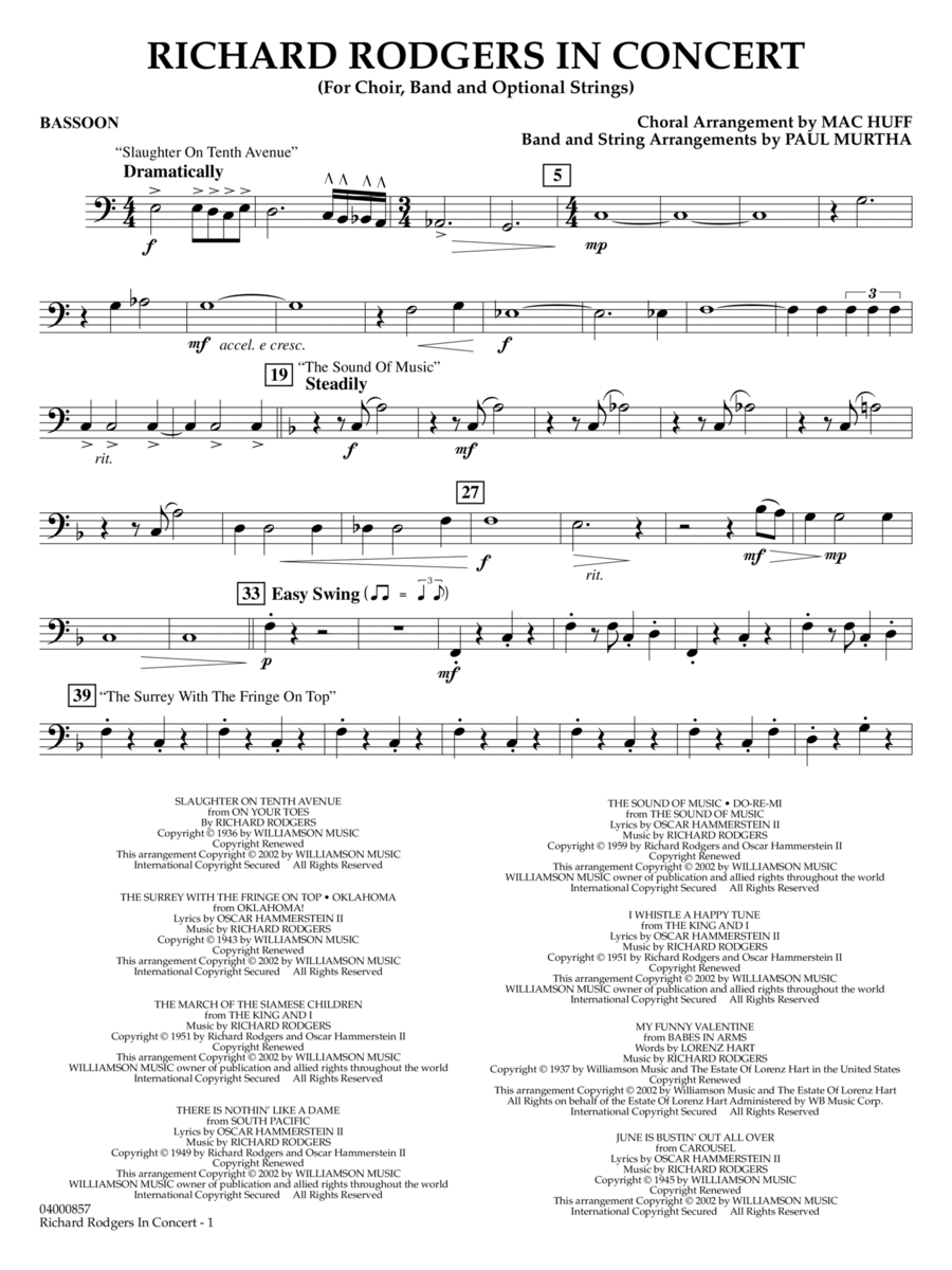 Richard Rodgers in Concert (Medley) (arr. Mac Huff, Paul Murtha) - Bassoon Concert Band scores gallery preview page 1