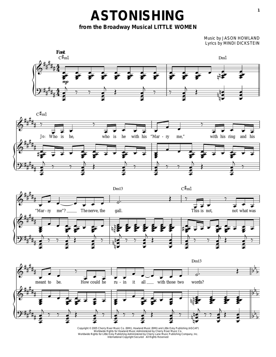 Astonishing Piano, Vocal, Guitar scores gallery preview page 1